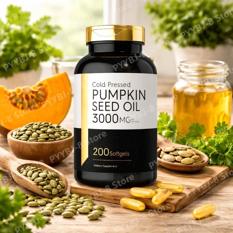 Pumpkin Seed Oil Capsule 3000mg Extract Body Essential Fatty Acids Cold Pressed Supplement Non-GMO and Gluten Free 200 Softgels
