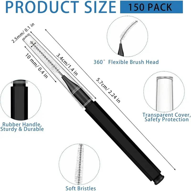 BABZ-فرش بين الأسنان، 150 عبوة للأقواس، منظف بلاستيكي لتنظيف فجوات الأسنان، رأس فرشاة حلزوني ناعم متضمن