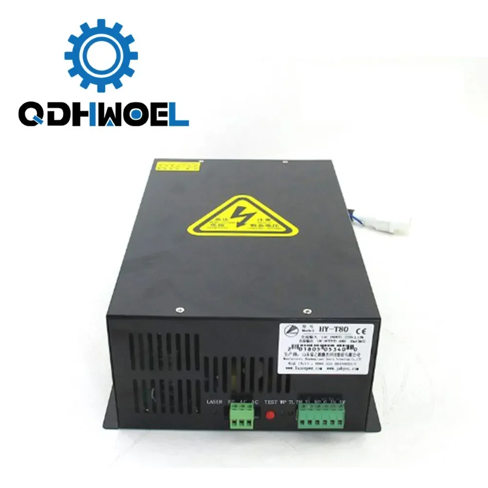 QDHWOEL 80W Co2 Laser Power Supply AC220V HY-T80 لآلة قطع النقش بالليزر Co2