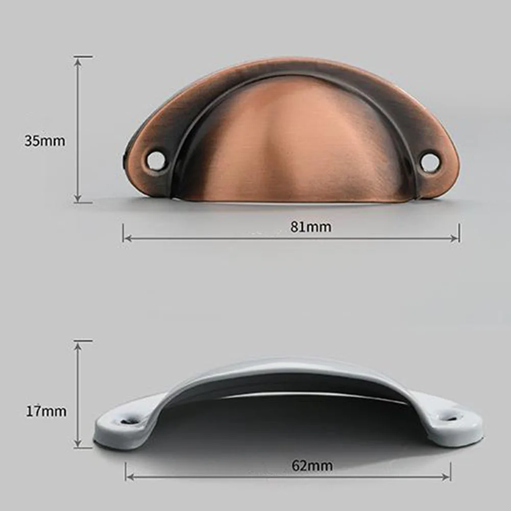 4PCS Retro Metal Handles Kitchen Cabinet Door Handle Shell Drawer Knobs Cupboard Antique Semicircle Pull Furniture Handware