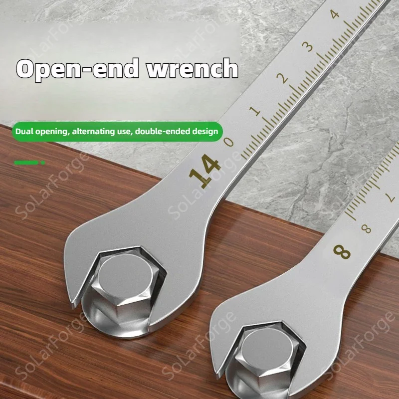 BAOLIAN Dual Opening Dumb Wrench, Multifunctional with Scale, Dual-purpose Ruler, Thin Machine Repair Hardware Tool