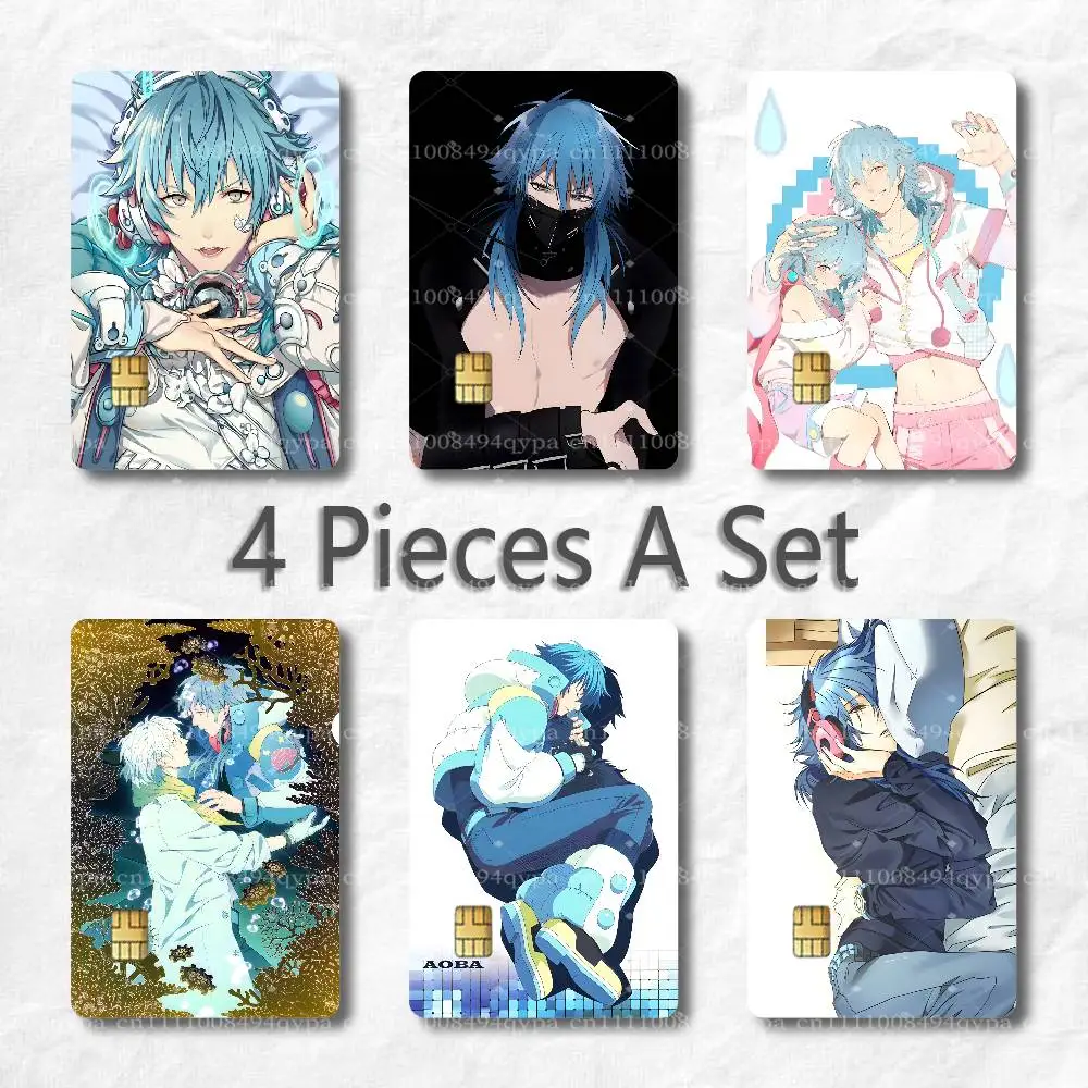 Aoba DMMD D-DRAMAtical Murder Card Skin Stickers, 4 Pack Waterproof PVC Decals for Debit, Bus Transit, Gift & Membership Cards