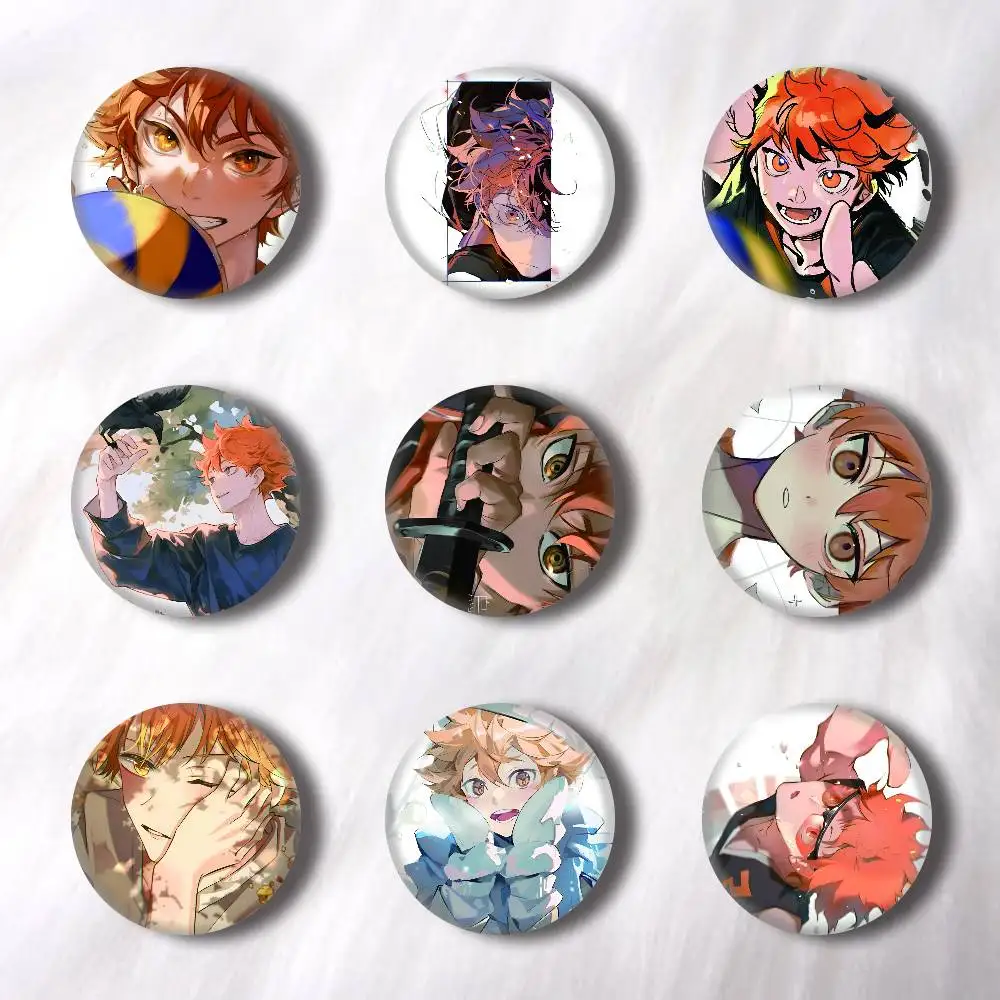 Anime Shoyo Hinata Creative Round Button Badges Cute Pin Brooch for Backpack Clothes Lapel Jewelry Accessories Friends Gift