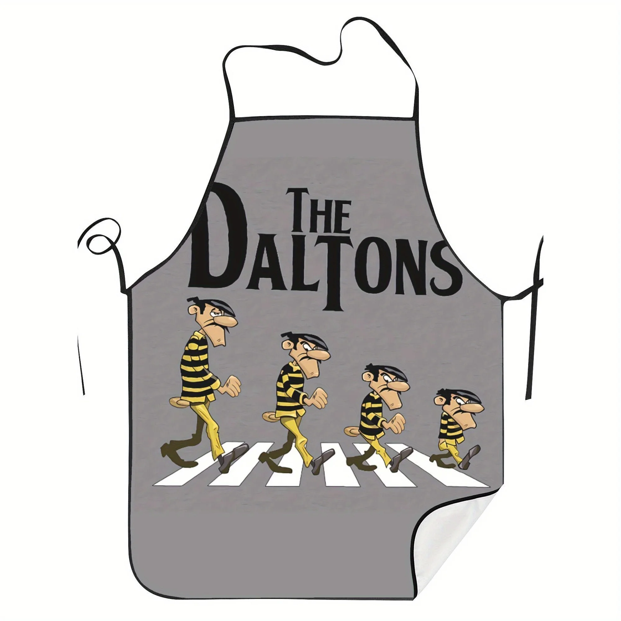 Men's Adjustable Polyester Work Apron with Creative Cartoon Character Print - Stylish Durable Gardening Apron for Outdoor Activi