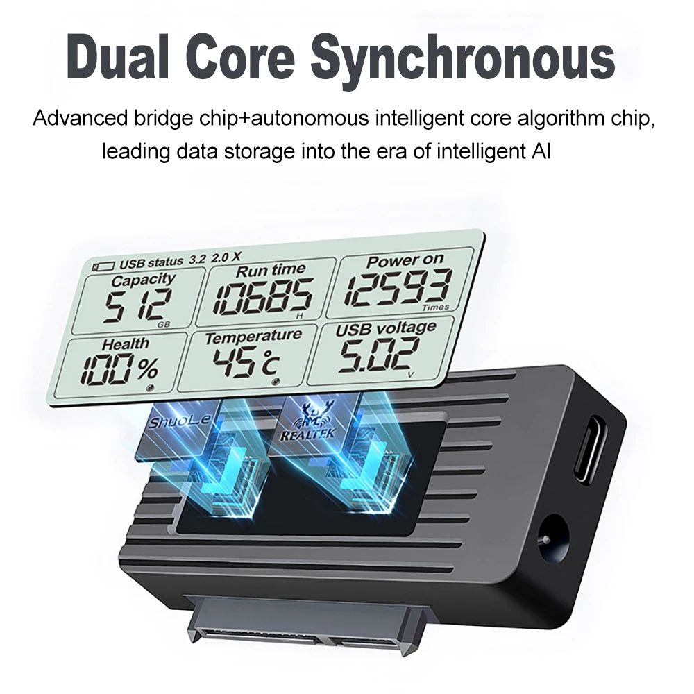 Kebidumei USB zu SATA Adapter Konverter Kabel USB3.2 zu SATA Konverter für 2,5 3..5 Zoll Festplatte Externe Adapter Zubehör