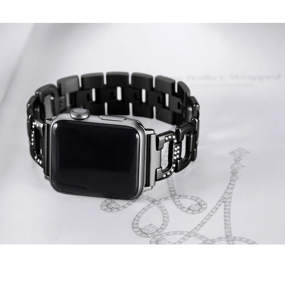 Women Diamond Strap For Apple Watch 10 9 8 7 6 SE Band 46mm 45mm 41mm 42mm 40mm 44mm Metal Link Bracelet For iWatch Ultra 2 49mm