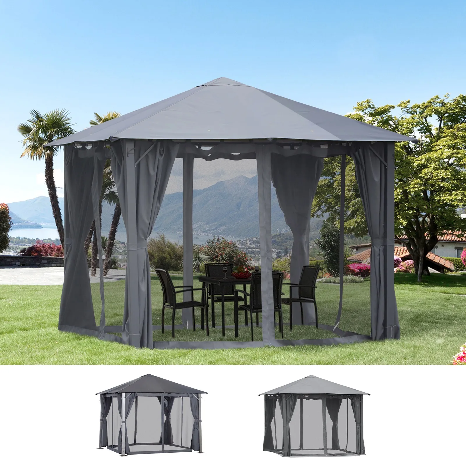 

10' x 10' Outdoor Patio Gazebo with Sidewall Curtains