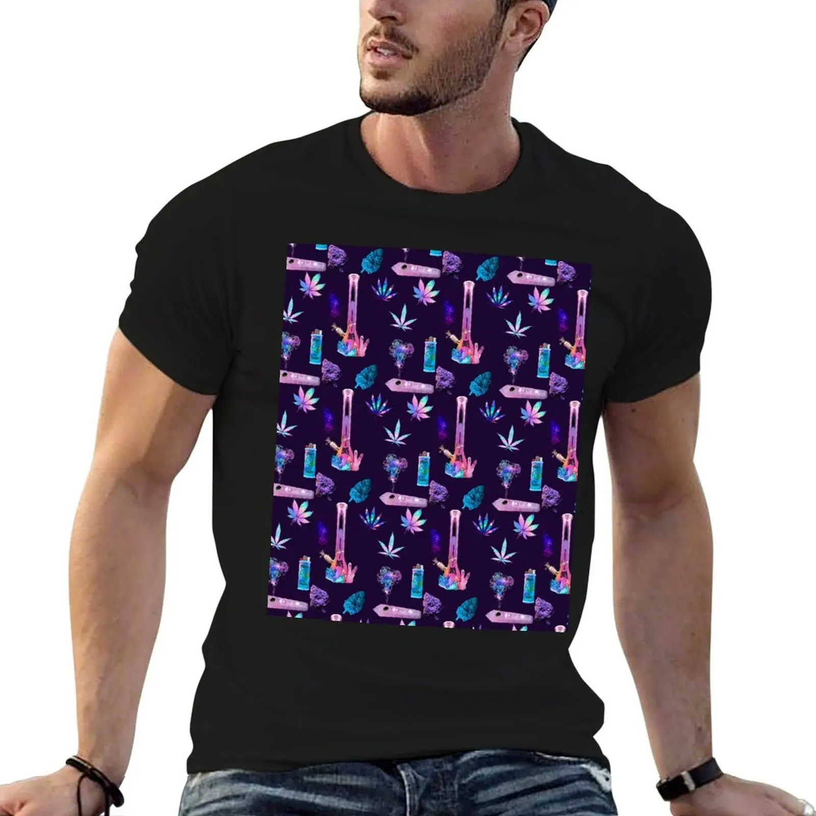 Alien Babe Kaleidoscope Stoner ~ Rainbow Galaxy Crystal Magic Aesthetic Pot Head Vibes ~ Stoner Weed and Essentials Semi T-Shirt