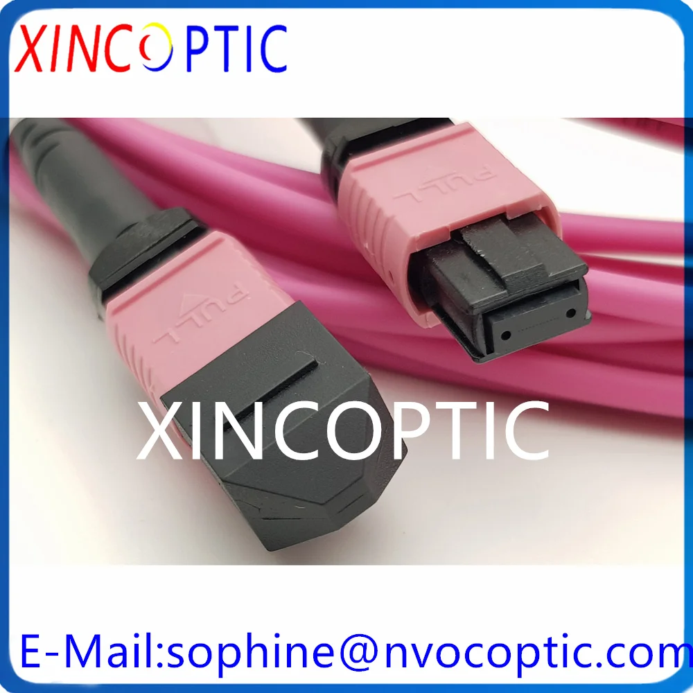 Imagem -02 - Masculino Multi Mode Mpo Connector Cabo 12core 5m 10m 8m 12c Mpo-m to Mpo 30 mm Mini Roxo Redondo Fibra Óptica Patch Cord Peças 2