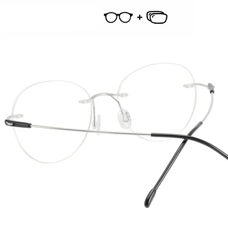KUXA Progressive Prescription Eyeglasses High-quality Titanium Rimless Eyewear Brand Designer Optical Myopia Glasses Unisex