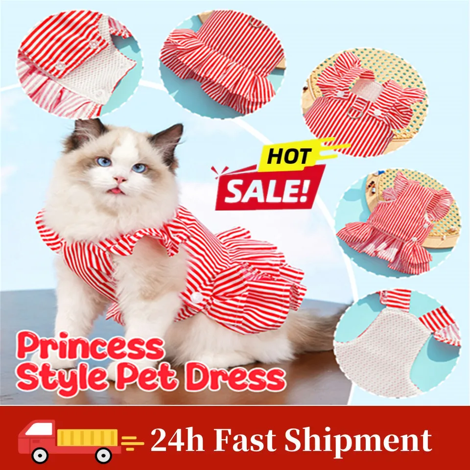 

Pet Plaid Dress Princess Plaid Drawable Small Fly Sleeves Shoulder Strap Dress Teddy Pet Puppy Dog Dresses For Small Dogs