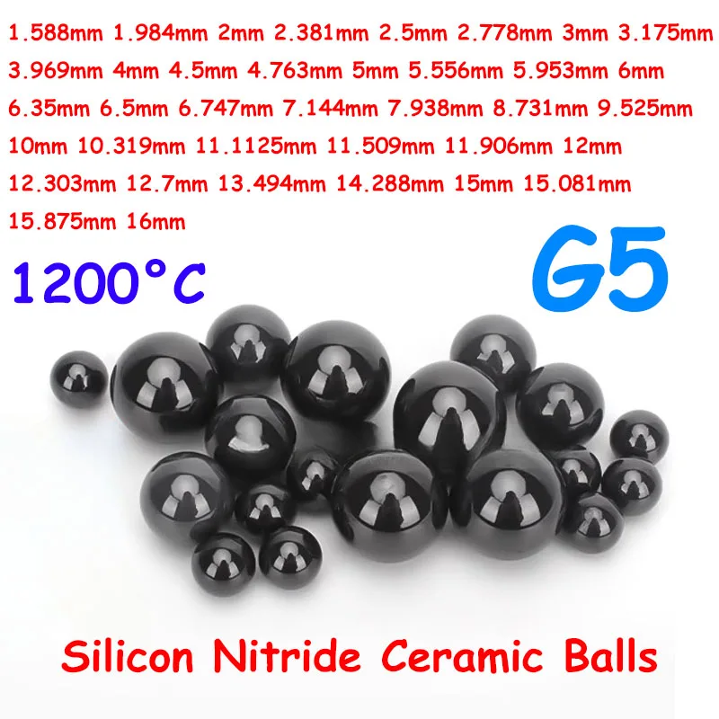 

1/5/10/50pcs Diameter 1.588-16mm Silicon Nitride Si3N4 Ceramic Bearing Balls G5 High Precision Ball High Temperature Resistance