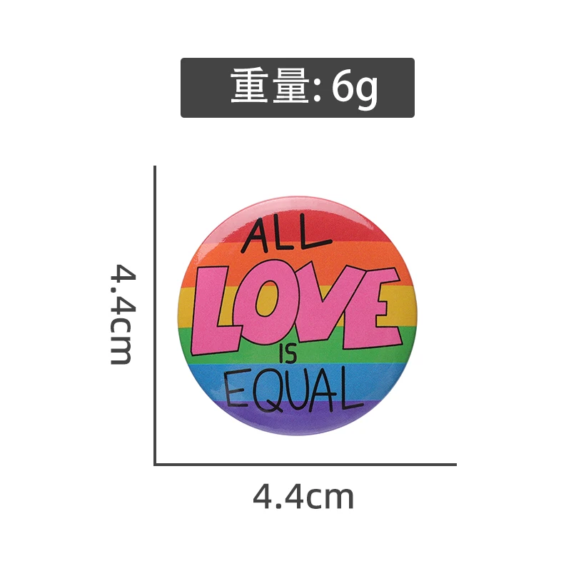 LOVE is LOVE Soft Button Pin Bright Printed Icon Rainbow Gift Lesbian LGBT ALL LOVE is EQUAL Badge Pride Gay Brooch