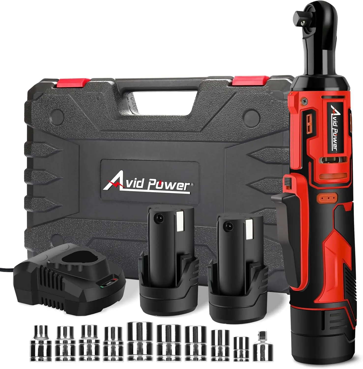 

3/8" Cordless Electric Ratchet Wrench Kit - 12V, 44.2 Ft-lbs Torque, 2 Batteries & Fast Charger
