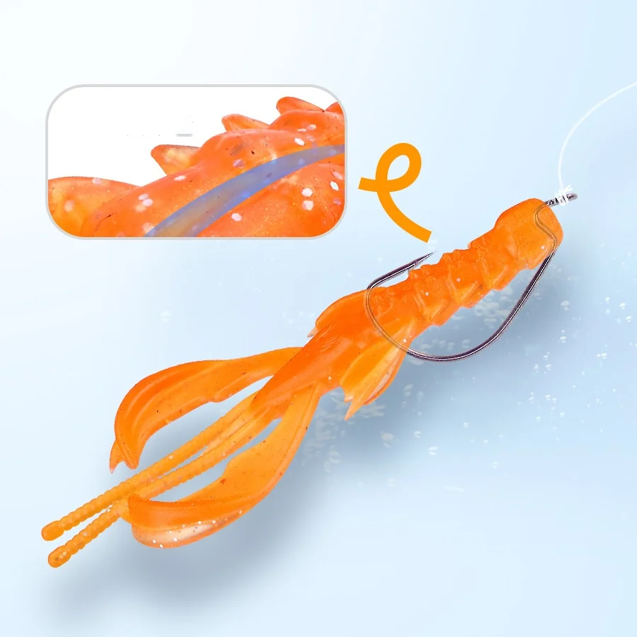 Angelköder Weichköder 8cm 3g TPE Simulation Schwimmende Garnelen Bass-Köder Künstliche Wurmköder Set 10 Stück SALE – Detail 4