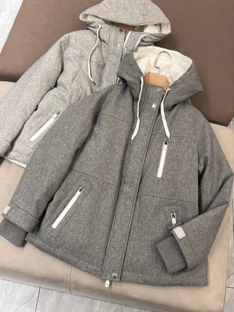 Sporty Casual Style Hooded Goose Down Coat