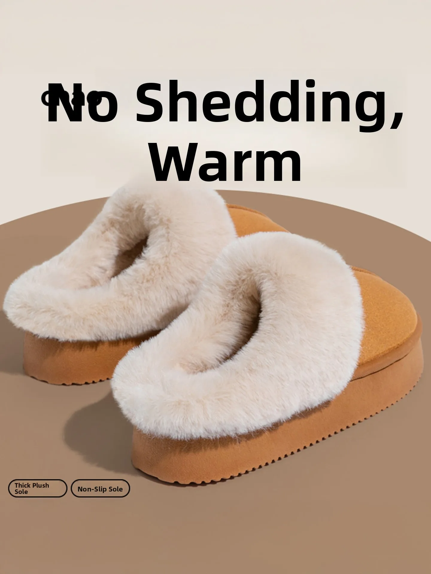 شباشب قطنية جديدة لخريف وشتاء 2025، نعل سميك من الجلد المدبوغ، مبطنة بالفرو، أنيقة للمنزل، مضادة للانزلاق ودافئة