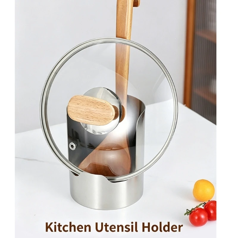 Small Apartment Kitchen Storage Stand,Metal Spoon Rest Holder for Counters,Holds Lids,Ladles and Boards Near the Stove Without W