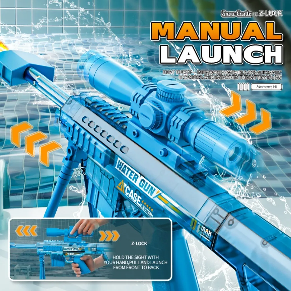 Light Up Water Blaster with Manual Auto Modes Long Range Shooting Toy for Summer Water Battles Suitable for All Ages