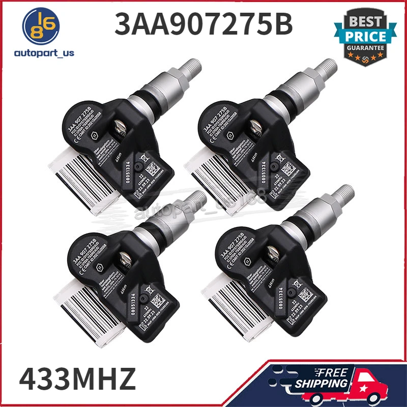 

4PCS Tire Pressure Monitoring System Sensor TPMS 433MHZ 3AA907275B 3AA907275F 3AA907275 For Volkswagen CC Passat Tiguan