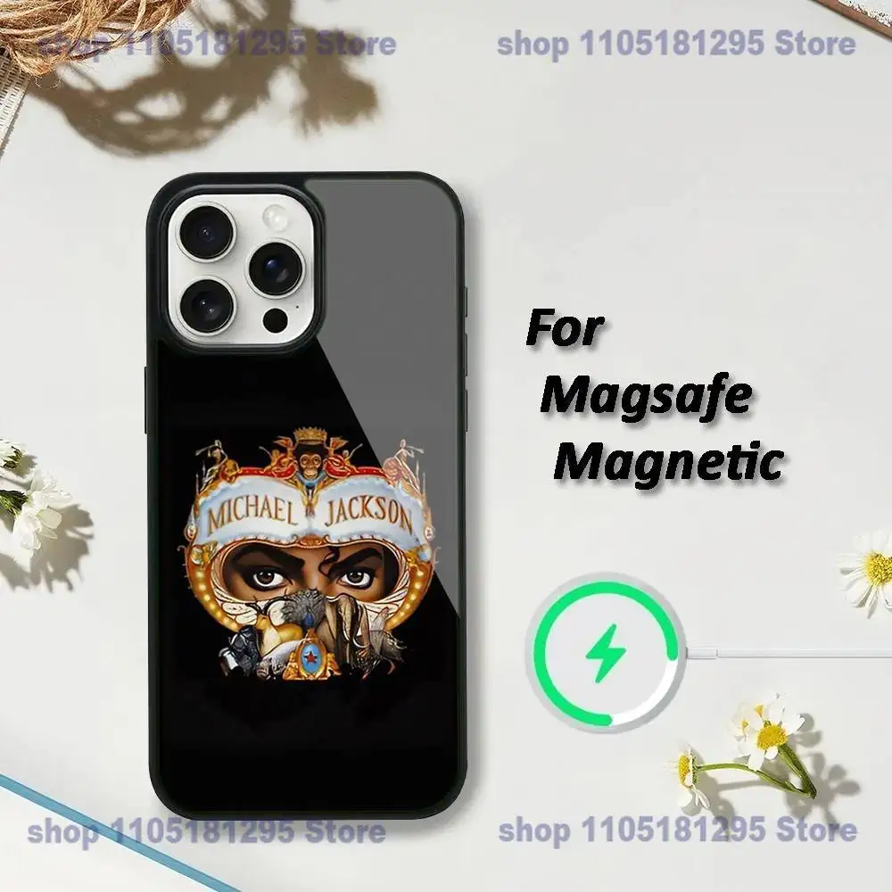 Casing Ponsel Singer M-Michael J-Jackson Untuk iPhone 17,16,15,14,13,12,11,Plus,Pro,Max,Mini Magsafe Pengisian Daya Nirkabel Magnetik