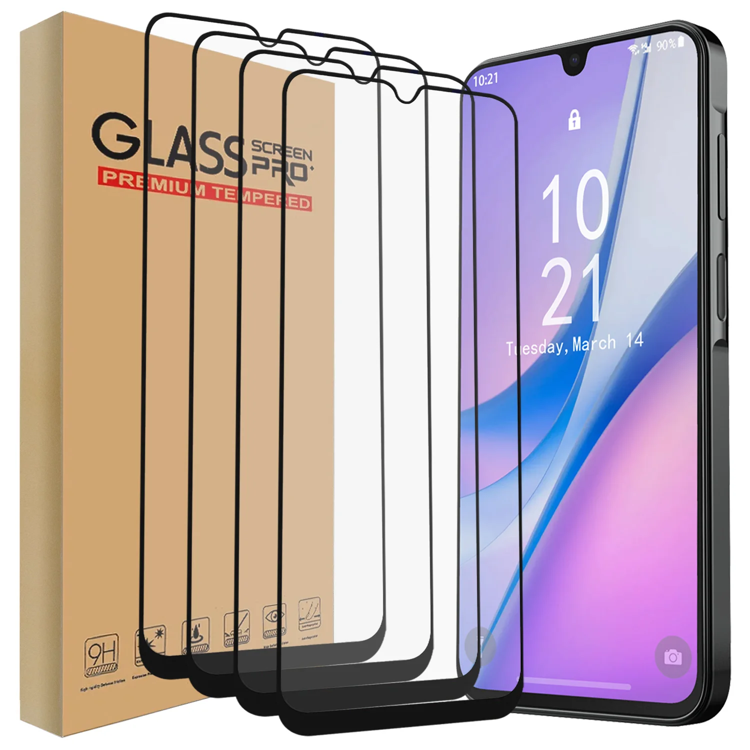 

4-Pack For Samsung Galaxy A07 4G Case Friendly Full Coverage Clear Tempered Glass Screen Protectors