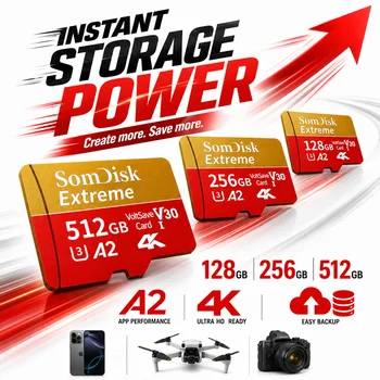 Nueva Tarjeta de Memoria de 128 GB con Gran Capacidad, Tarjeta Micro TF SD de 256 GB para Cámara, Laptop, Monitoreo y Almacenamiento de Archivos 1