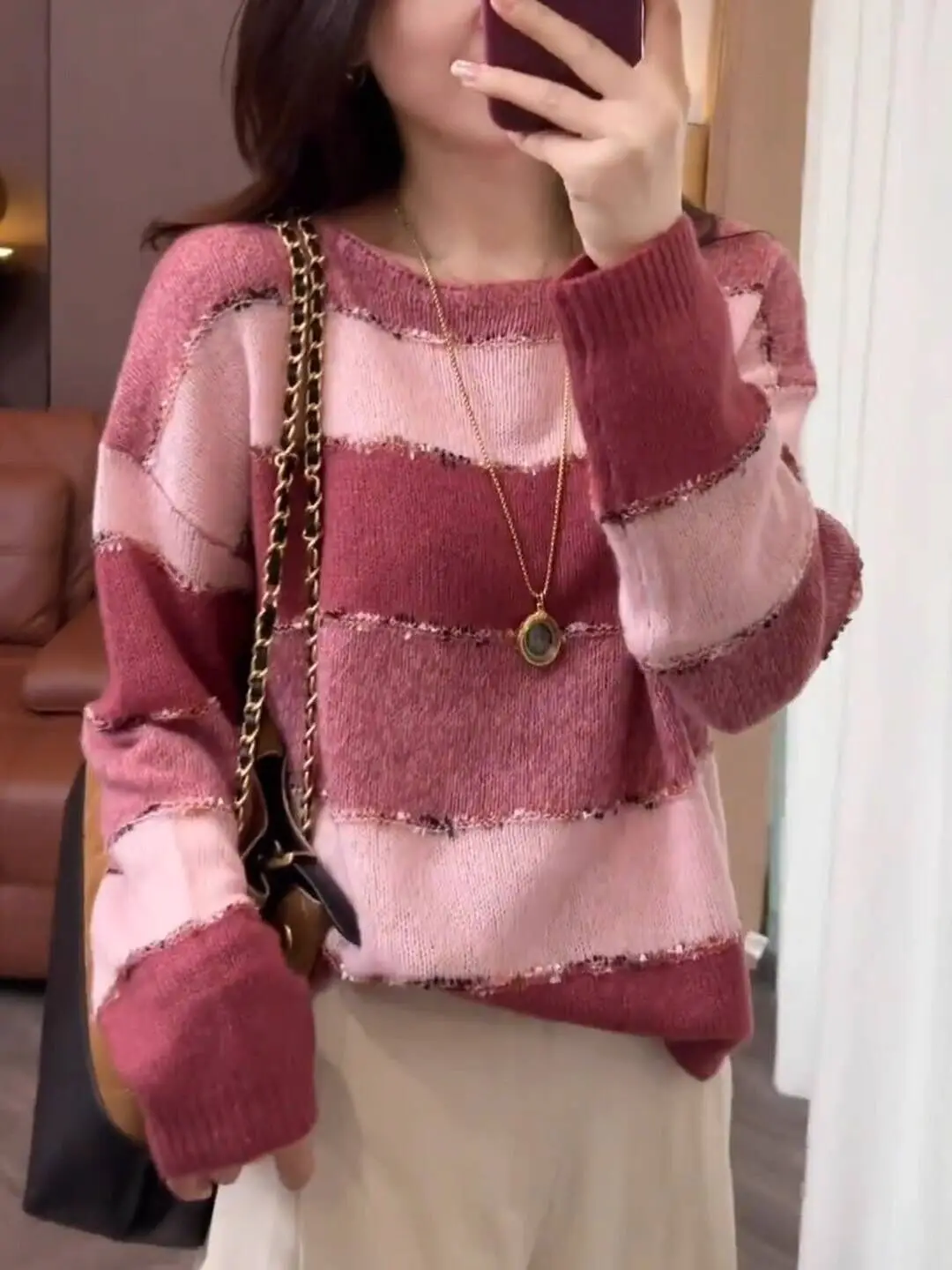 

Женский свободный шерстяной трикотаж, полосатый базовый слой с длинными рукавами, свитер с цветными блоками, осенние новые модные пуловеры с блестками F237