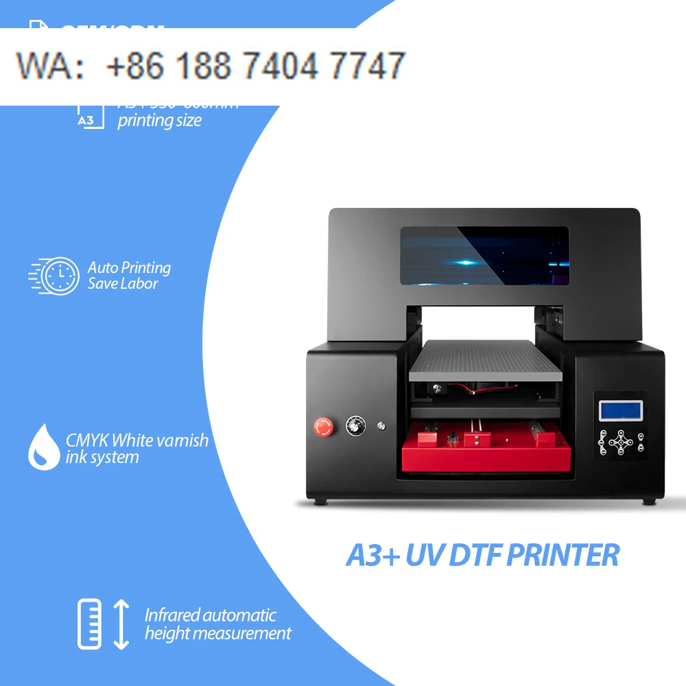 Impresora de Inyección de Tinta Plana UV DTF Automática Refinecolor A3 para Madera, Acrílico, Metal, Cristal, PVC, con Cabezal Epson F1080 Nuevo, Servicio Local en EE. UU.