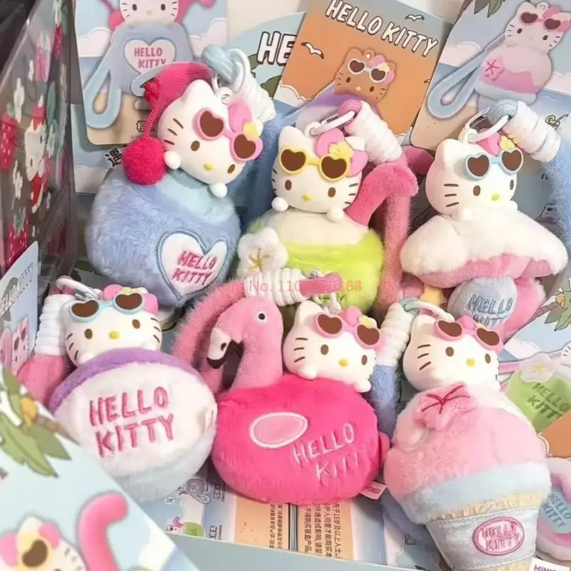 Original Hellokitty Summer Black Skin Series Blind Box Pendant Scented Trendy Blind Box Collectable Cartoon Anime Figure Gifts