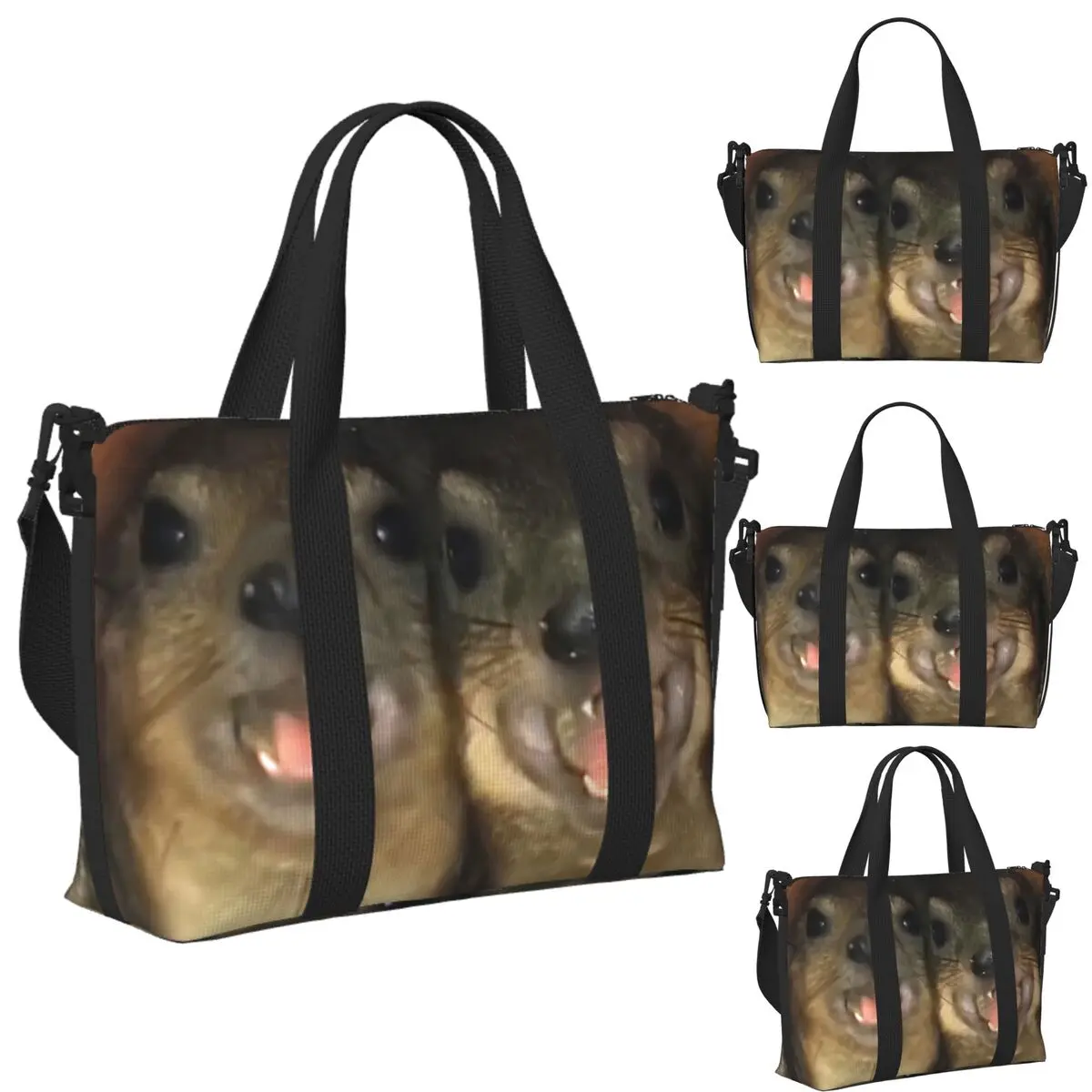 

Пользовательские Rock Hyrax Забавный мем Пляжная дорожная сумка Большая вместительная сумка-тоут для тренажерного зала Йога Женская дорожная сумка для покупок