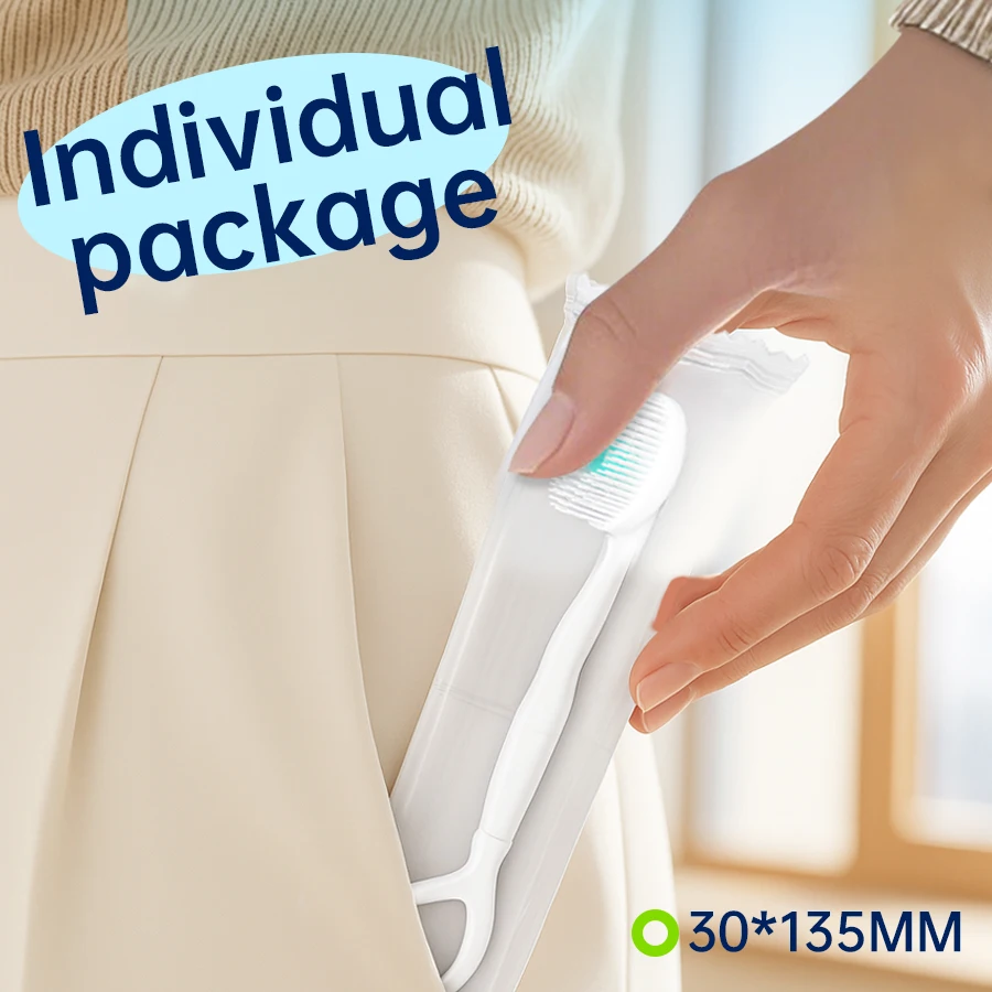 فرشاة أسنان محمولة للسفر، فرشاة أسنان صغيرة قابلة للانفجار، فرشاة أسنان لتنظيف الكبار يمكن التخلص منها، معبأة بشكل فردي