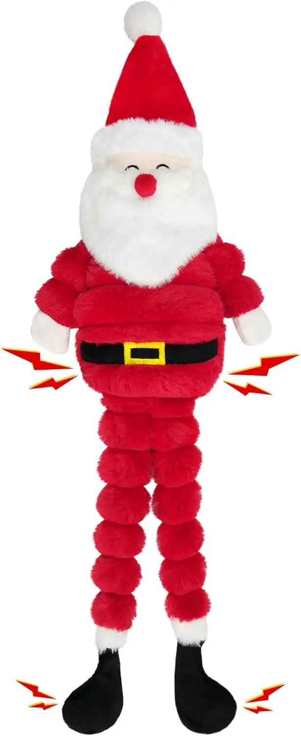 

26-дюймовые большие плюшевые скрипучие игрушки для собак, морщинистая игрушка для собак Санта-Клауса для маленьких, средних и больших собак, мягкая игрушка для жевания щенков, чтобы сохранить их занять