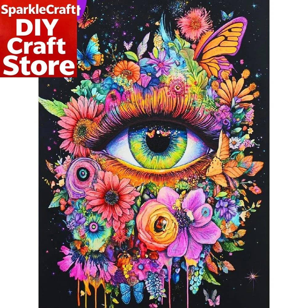 

1PC frameless Diamond Painting Eye Portrait Abstract Acrylic Craft Supplies DIY Diamond Mosaic Flower Embroidery Unique Gift