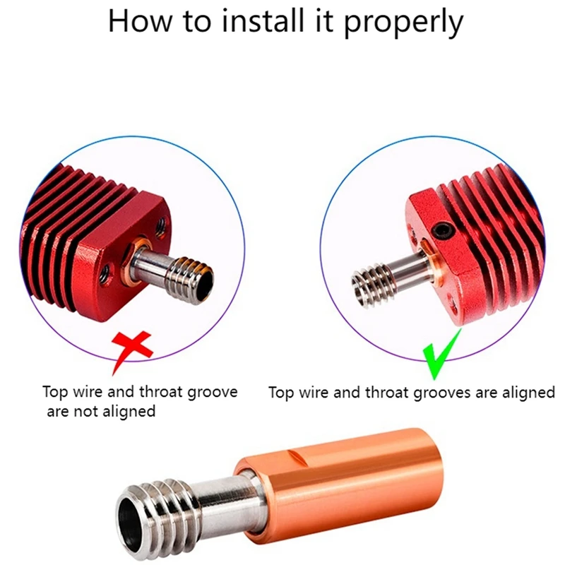 M6 스레드 등급 5 티타늄 및 구리 스로트, 4.1mm 보어, 대부분의 소모품, MK7/8 엔더 3/3 V2/5, CR-10/20 용, 2 개