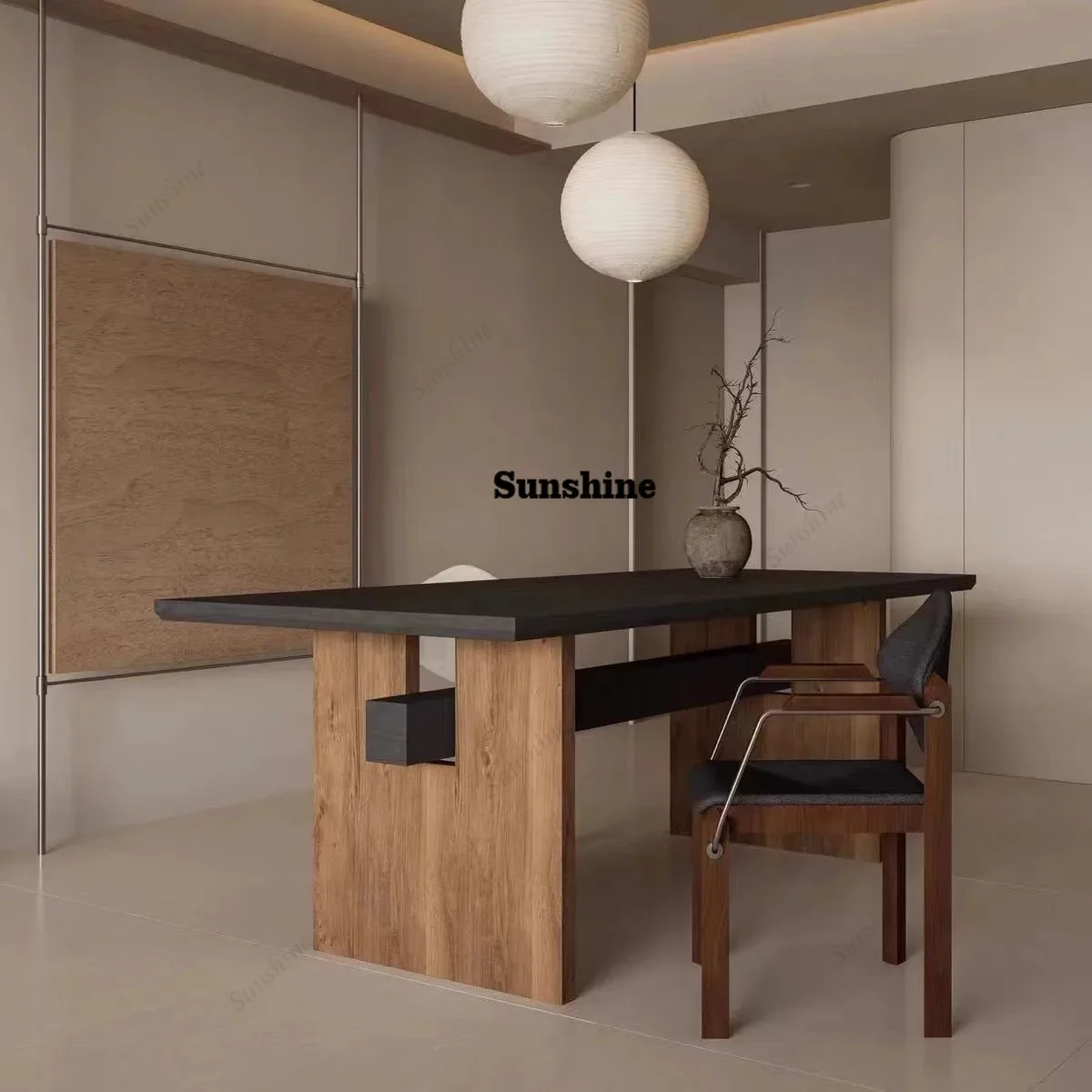 

Medieval style solid wood dining table, modern minimalist desk, rectangular worktopTJ