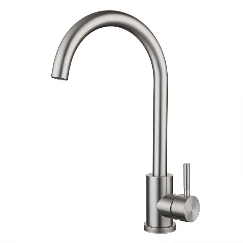 

Bathroom Accessories Stainless Steel Brushed Ball Three-way Large Bend Vegetable Basin Hot and Cold Water Faucet