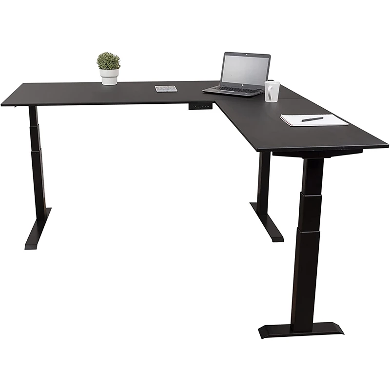 Perfect Cable Management Solution 90 Degree Three Motor l Shape Sit Stand Desk