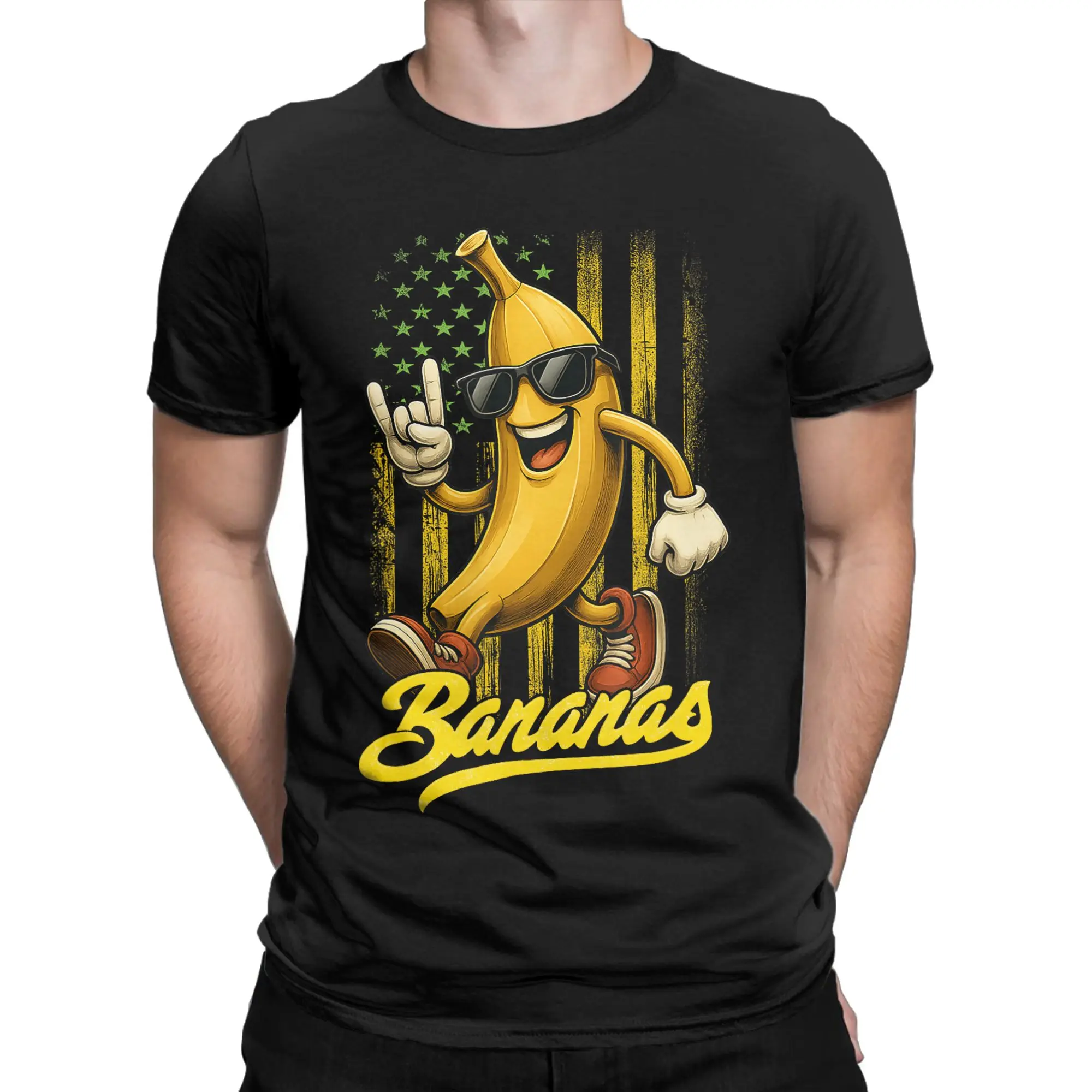 Banana Ballers Men T Shirts American Flag Novelty Tees Short Sleeve O Neck T-Shirts Cotton Gift Idea Tops