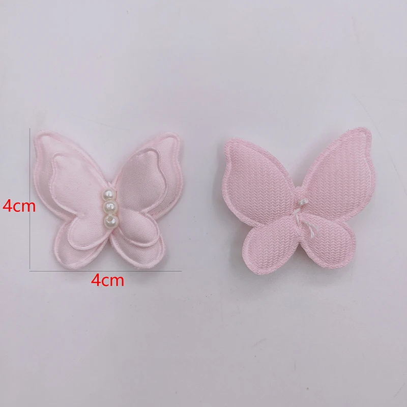 30 pz/lotto tessuto farfalla imbottita Applique per fai da te copricapo Clip di capelli arco Decor accessori vestiti cappello scarpe cucito patch