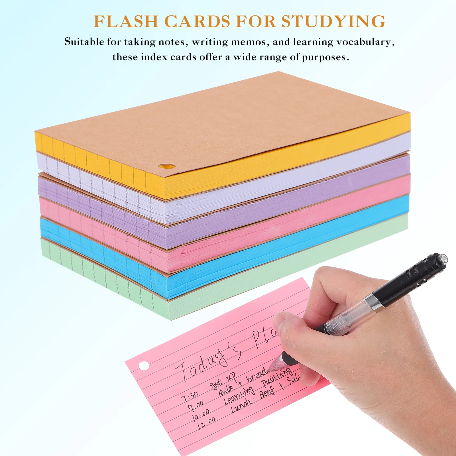 Cartes flash d'index avec anneaux, petites cartes flash doublées pour apprendre à étudier, 6 pièces