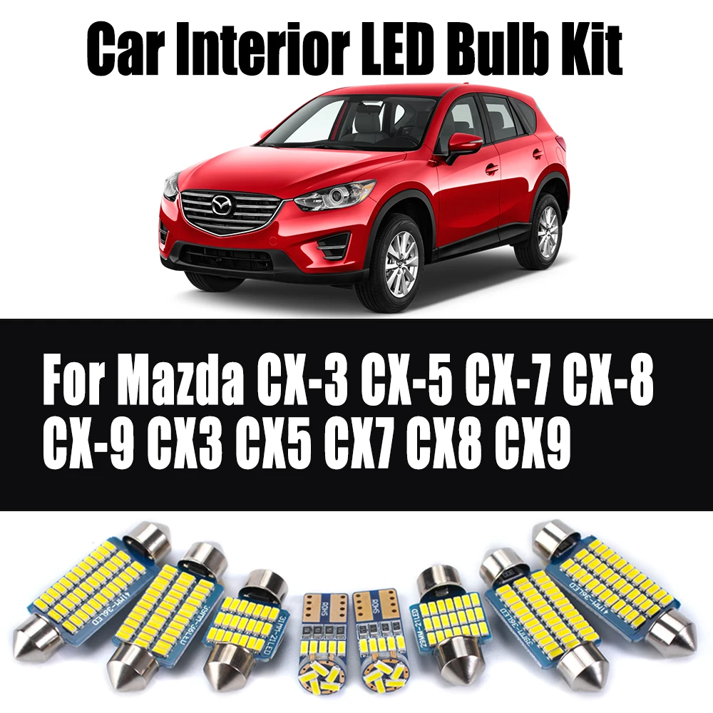 For Mazda CX-3 CX-5 CX-7 CX-8 CX-9 CX3 CX5 CX7 CX8 CX9 Car Accessories Interior Dome Map License Plate Light Canbus LED Bulb Kit