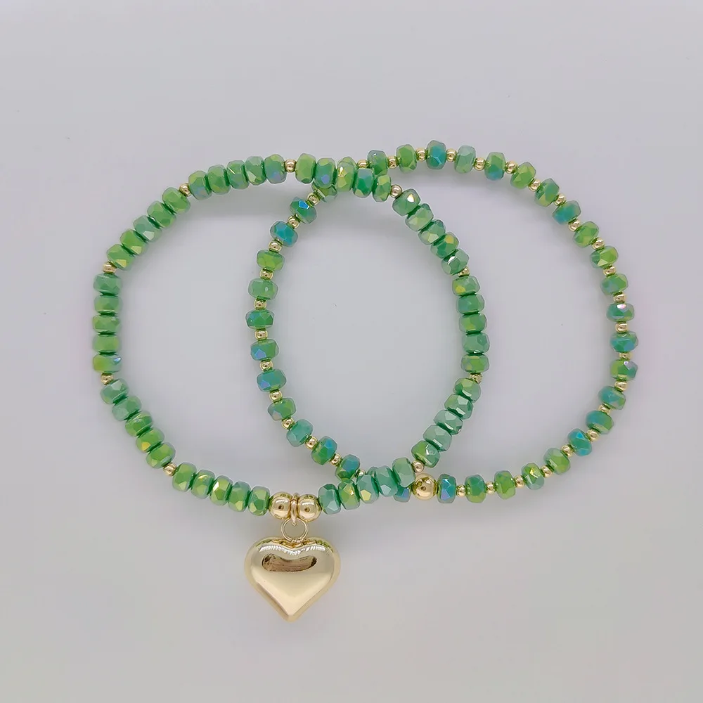 KKBEAD Heart Charm Bracelet 2024 New Jewelry for Women Gifts Crystal Beaded Pulseras Hight Quality Gold Plated Beads Bracelet