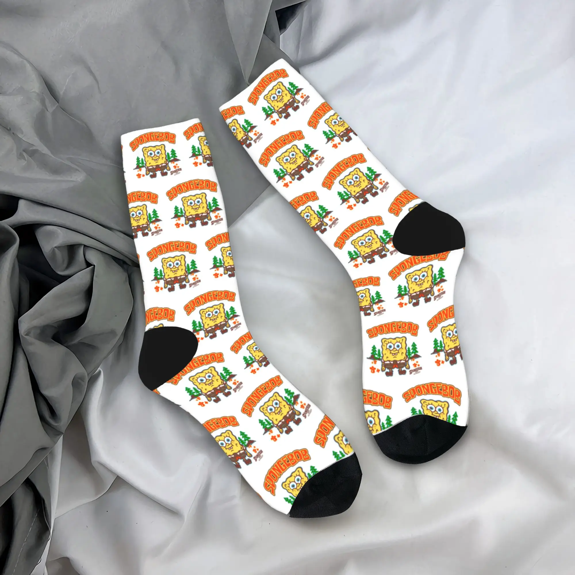 Spongebobs Socks sponge on the run Korean Stockings Unisex Men Quality Outdoor Sports Socks Spring Pattern Anti Sweat Socks