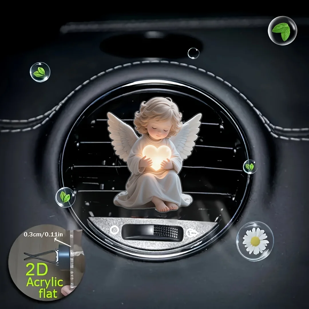

4/6-Piece Car Accessories Perfect Holiday Gift Hanging Ornaments Car Air Vent Decorations Holding a Heart Angel Car Air Vent Decoration Clip Angel-Themed Fashion