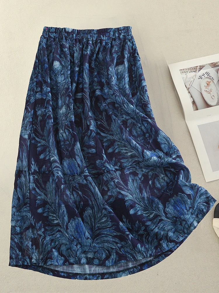 

Elegant Summer New Fashion Casual High Waist Slimming Midi Skirt Women's Half-length Linen Skirt Comfortable Breathable