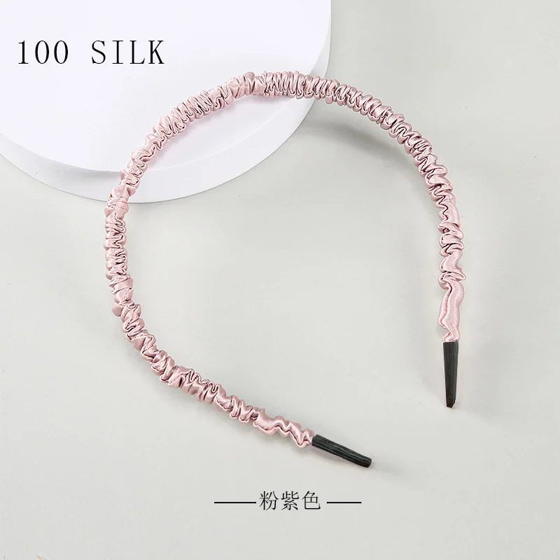 Birdtree 16MM 100%Pure Mulberry Silk Hair Hoop Band Headbands For Women Girl Elastic Luxury Hair Accessories New 2023 A36635QC