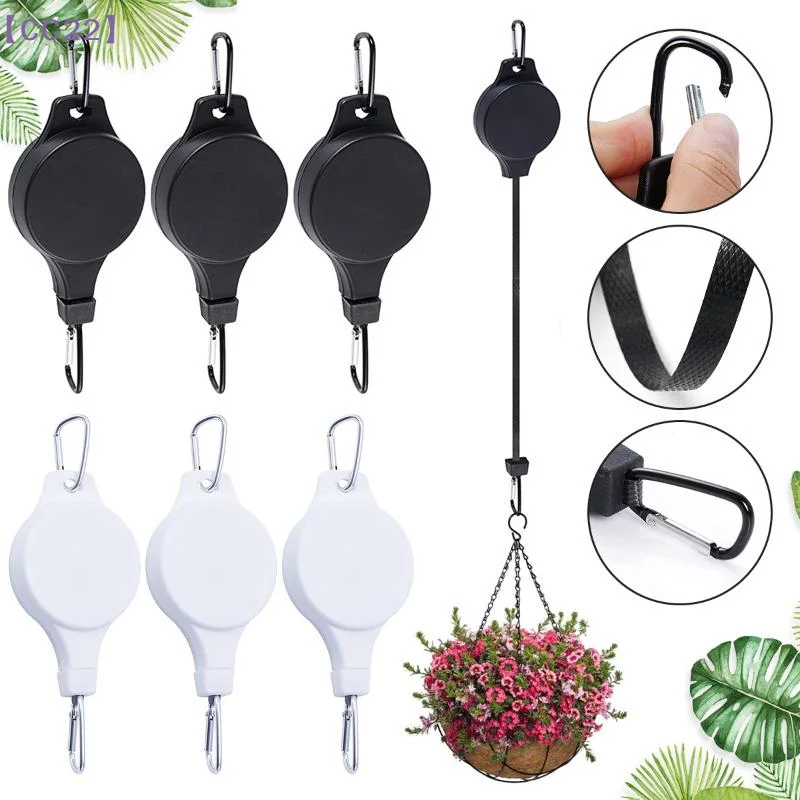 【CC22】Adjustable Retractable Plant Pulley Hanger Hook For Hanging Flower Baskets Pots Bird Feeder Outdoor Garden Decor{C}