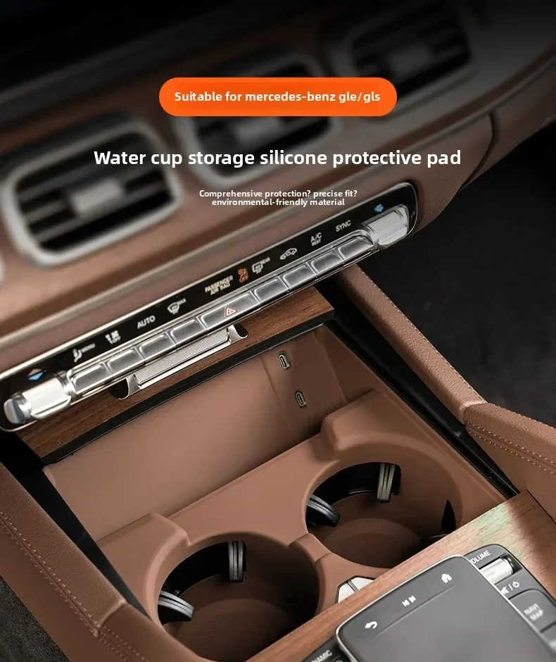 Water cup holder and wireless charging pad for Mercedes 24-25 GLE W167 350 v167 coupe gls x167 450 500e 350d trim  accessories