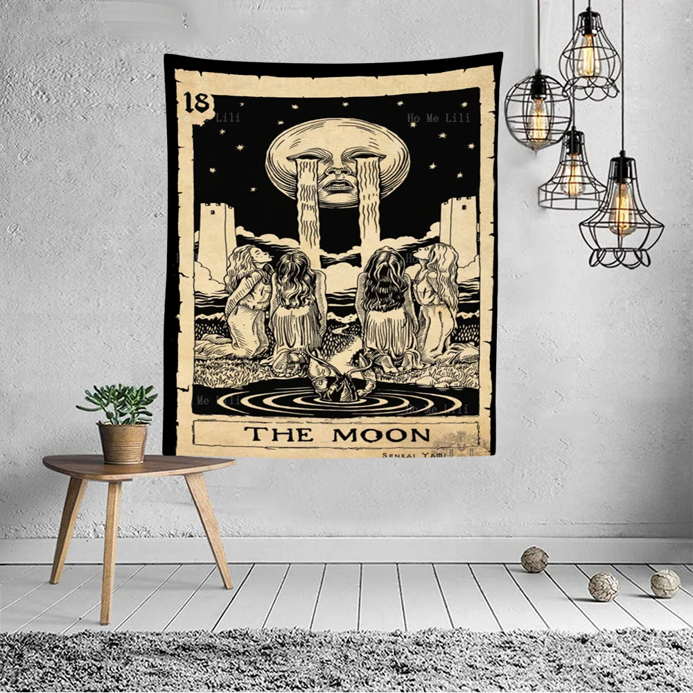 The Weeping Moon And The Four Beauties In The Night Tapestry By Ho Me Lili For Livingroom Decor